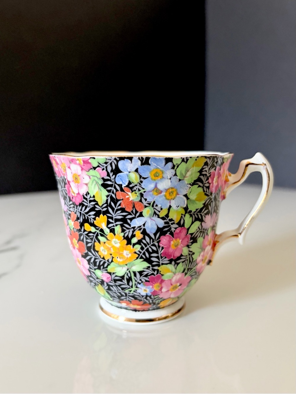 Black Chintz Forget Me Not Cup by Adderley